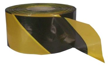 Warning tape - yellow / black - roll 500 rm x 80 mm